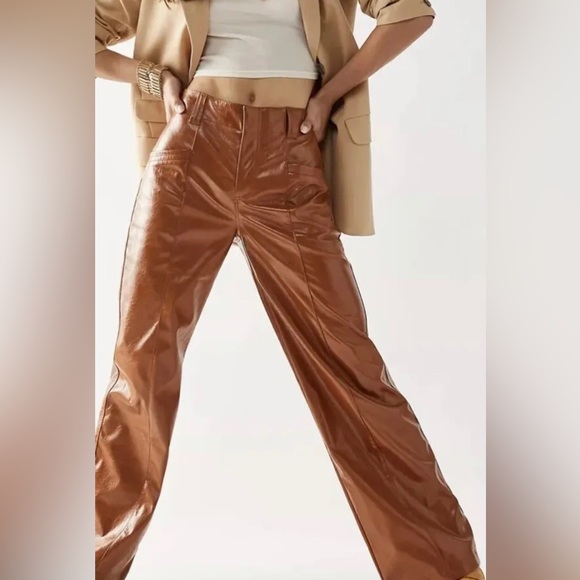 Free People Star-Crossed Lovers Vegan Straight-Leg Pants Size 14.B20 - Picture 5 of 9